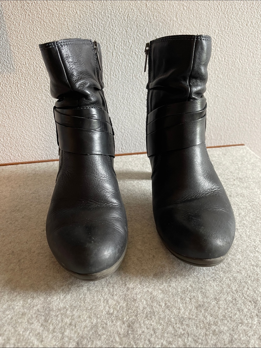 PIKOLINOS Black Leather Ankle Booties with Wrap Detail